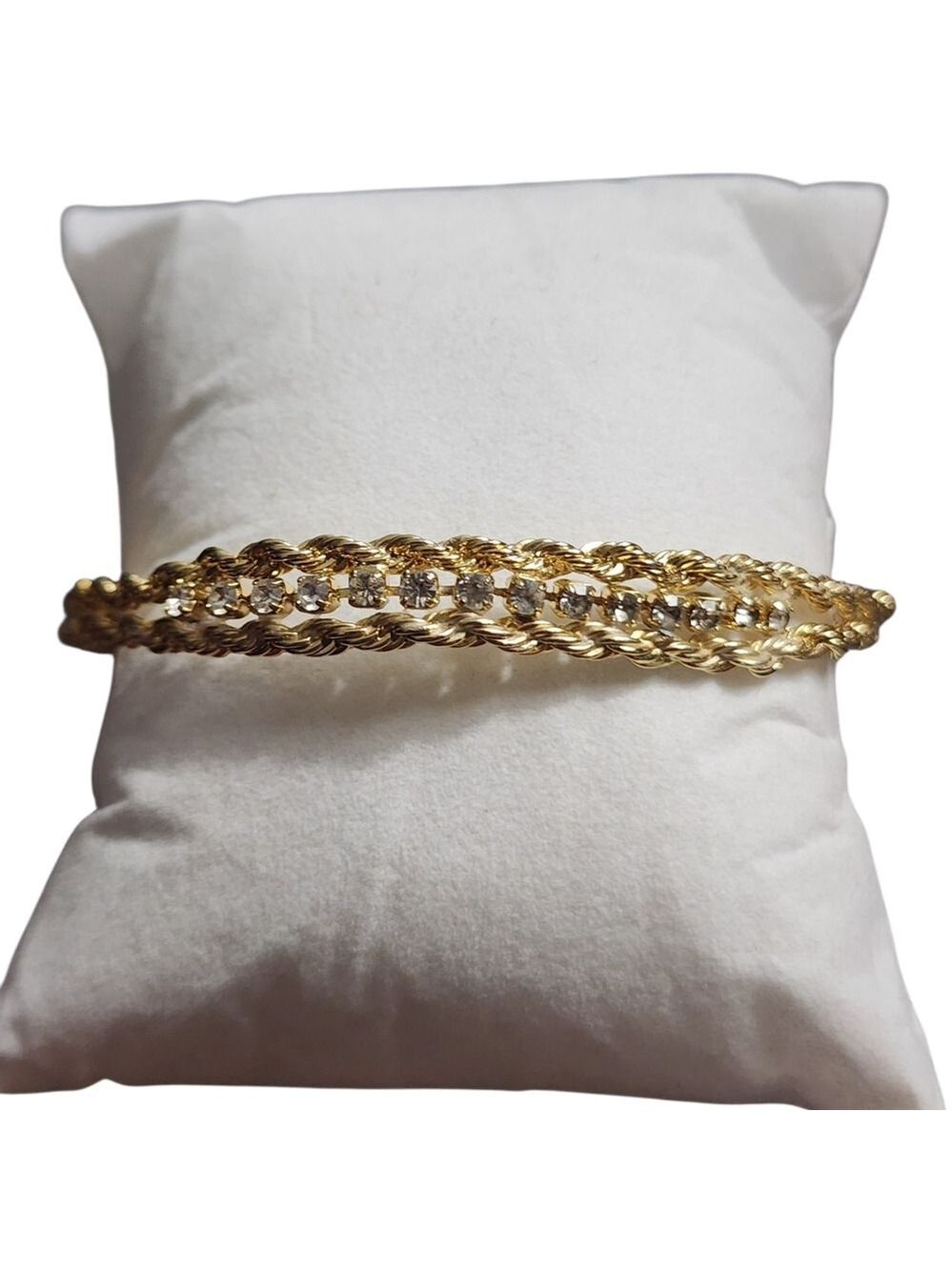Goldtone Twisted Rope Rhinestone Bracelet